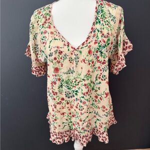 Bila Multicolor Floral Ruffle Blouse